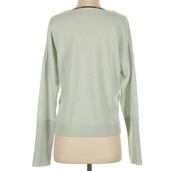 NAADAM Cashmere V-Neck Sweater Mint Sage Green Lightweight Boxy Size Small - Picture 5 of 8